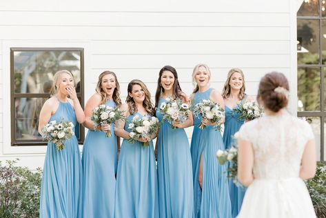 Azazie Steel Blue, Steel Blue Dress, Steel Blue Bridesmaid Dresses, Wedding Party Outfits, Wedding Colors Blue, Wedding Flower Inspiration, Blue Bridesmaid Dresses, Blue Bridesmaids, Brides And Bridesmaids