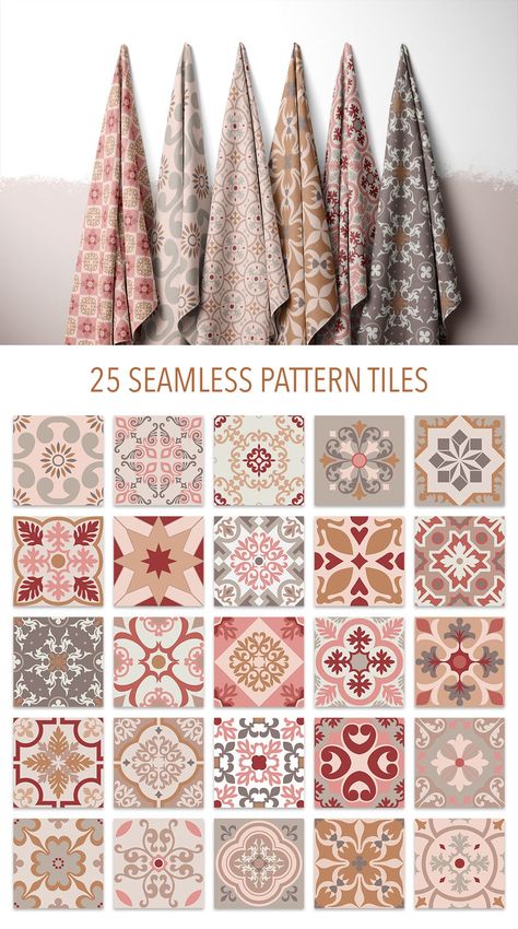 Olivia Moroccan Pattern Collection by Jennadesigns on @creativemarket Moroccan Prints Pattern, Moroccan Textile Patterns, Moroccan Design Pattern, Morrocan Patterns, Moroccan Prints, Islamic Design Pattern, Moroccan Tiles Pattern, Aesthetic Patterns, Moroccan Print