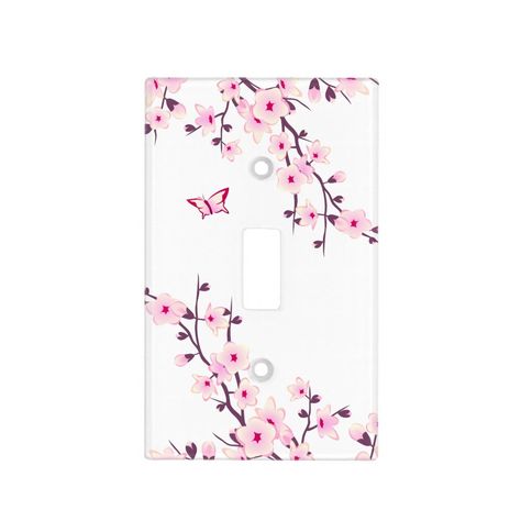 Sakura Room, Outlet Painting Ideas, Outlet Covers Painting, Japanese Symbols Tattoo, Kawaii Butterfly, Light Switch Art, Light Switch Covers Diy, Charger Art, Bedroom Organisation