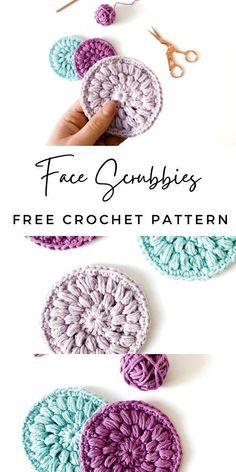 Crochet Ideas Aesthetic, Scrubbies Crochet Pattern, Quick Crochet Gifts, Puff Stitch Crochet, Crochet Scrubbies, Cotton Rounds, Face Scrubbies, Knitted Washcloths, Quick Crochet Patterns