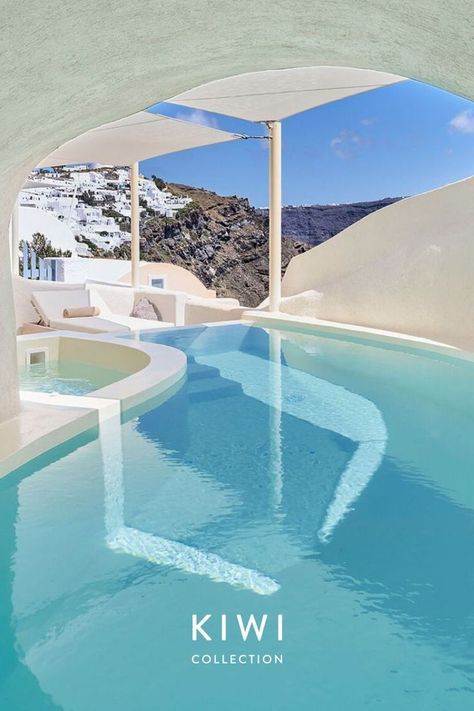 On the northern tip of Greece's most iconic isle, Mystique, a Luxury Collection Hotel, Santorini's cliffside perch offers exclusive tranquility and some of the most staggering sunsets in the Aegean. #mystique #hotel #santorini #greece #aegean #pool #cave #travel #honeymoon #destination #kiwicollection #carewhereyoustay Pool Cave, Cave Pool, Aegean Islands, Hotel Design Architecture, Luxury Collection Hotels, Greece Hotels, Hotel Architecture, Luxury Collection, Santorini Greece