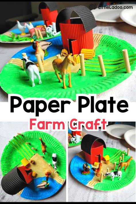 Paper Plate Farm Craft Farm Themed Crafts, K4 Crafts, Bunny Pillows, Popsicle Stick Crafts For Kids, Cow Craft, Scarecrow Crafts, Farm Craft, Farmhouse Crafts, Paper Weaving