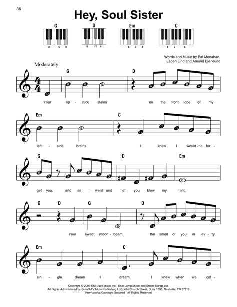 Hey, Soul Sister Sheet Music | Train | Super Easy Piano Music Sheet Piano, Hey Soul Sister, Piano Music With Letters, Music For Beginners, Alto Saxophone Sheet Music, Piano Songs Sheet Music, Piano Sheet Music Letters, Keyboard Sheet Music, Piano Music Easy