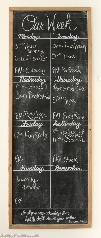 DIY Giant Chalkboard Kitchen Weekly Planner – The Happy Housie Chalkboard Paint Kitchen, Kitchen Decor Simple, Giant Chalkboard, Chalkboard Wall Kitchen, Chalkboard Kitchen, College Kitchen, Chalkboard Wall Art, Teal Kitchen Decor, Kitchen Chalkboard