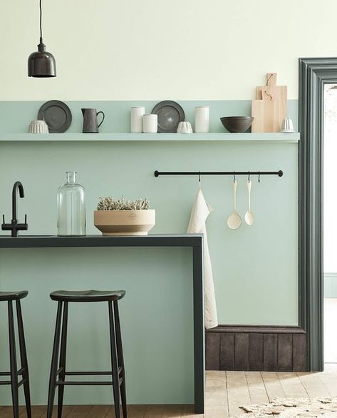 Teal Wall Colors, Aqua Walls, Flat Decor, Teal Walls, Aquamarine Colour, Little Greene Paint, Color Scale, Wall Paint Colors, Little Greene