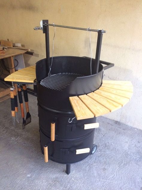 شواية فحم, Barbeque Grill Design, Barrels Diy, Rooftop Restaurant Design, Decorating Ideas For Christmas, Windows To The Soul, Barbecue Design, Christmas Patio, Welded Furniture