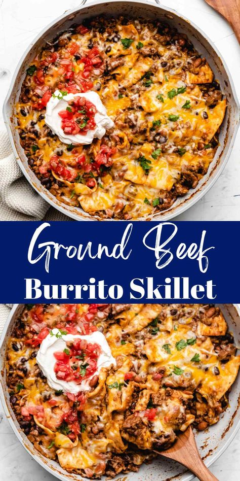 Low Carb Burritos Ground Beef, Ground Beef Burrito Skillet, Beef Burrito Skillet Recipe, Hamburger Meat Burrito Recipes, Ground Beef Scramble, Ground Beef And Rice Recipes Easy Quick, Easy Ground Beef Recipes Dairy Free, Keto Wet Burrito Recipe, Ground Beef Burrito Casserole