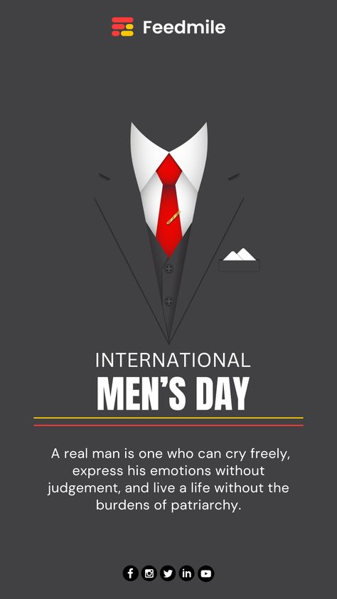 International Mens Day Quotes Men, Happy Mens Day International, International Men's Day Creative Post, International Men's Day Creative Ads, Men's Day Quotes International, Happy International Men's Day Quotes, International Mens Day Poster, Happy International Mens Day Posts, Happy Mens Day Wishes