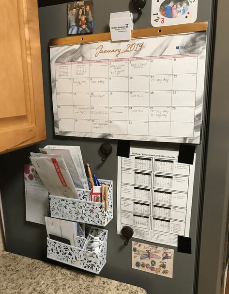 Side Of Fridge Command Center, Meal Planner Calendar, Command Center Kitchen, Home Command Center, Family Organization, Organizing Time Management, Mud Room Entry, Family Command Center, Bill Organization