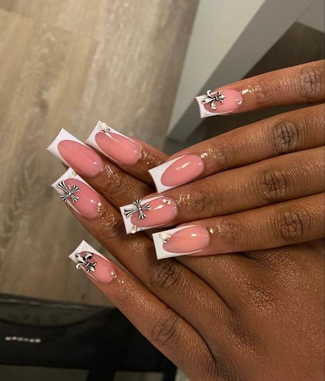 Simple Gel Nails, French Tip Acrylic Nails, French Acrylic Nails, Work Nails, Short Square Acrylic Nails, Acrylic Nails Coffin Pink, Nails Only, Unique Acrylic Nails, Bling Acrylic Nails