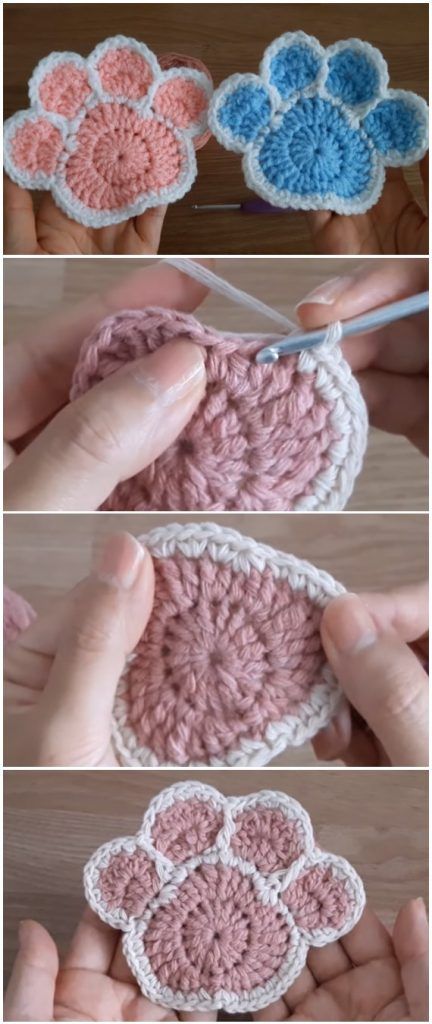 Make And You Can Make A Lot Of Nice Things With It! They Are Perfect In A86 Unique Granny Squares, Paw Crochet, Crochet Dog Clothes, Coaster Crochet, Crochet Unique, Crochet Flowers Easy, Crochet Cat Pattern, Paw Pattern, Crochet Coaster Pattern