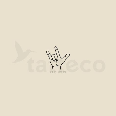 Ily Hand Sign, Hand Sign Tattoo, Ily Sign Language, Love Yourself Tattoo, I Love You Signs, Hand Gesture, Tattoo Sticker, Fine Line, Sign Language