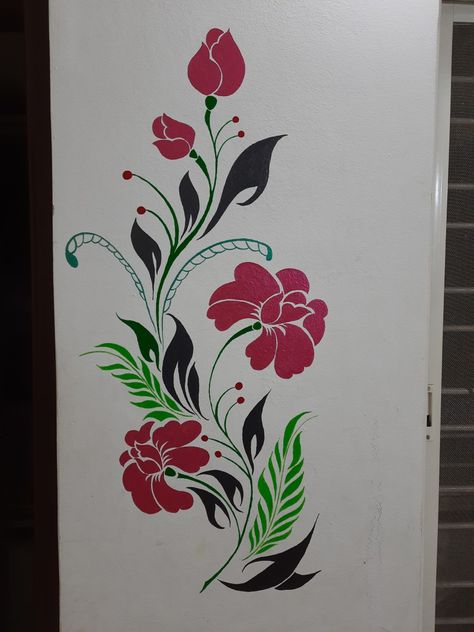 Simple flower wall painting Shivratri Photo, Wall Painting Flowers, Flower Wall Painting, Textile Designing, Bird Silhouette Art, Simple Wall Paintings, Glass Etching Designs, Home Wall Painting, Canvas Art Painting Abstract