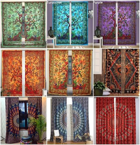 Rag Curtains, Hippie Curtains, Rideaux Boho, Curtains Material, Mandala Curtains, Indian Curtains, Curtains Door, Mandala Duvet Cover, Handmade Curtains