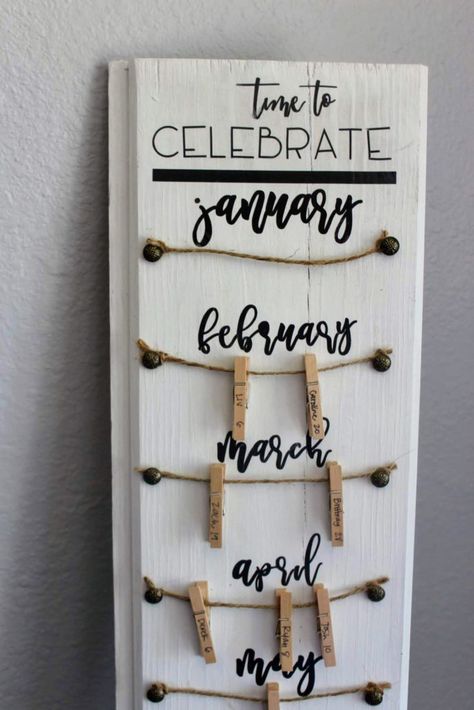 DIY: Family Birthday Calendar – A Project Based Life Wood Calendar Diy Family Birthdays, Birthday Calanders Wood, School Birthday Calendar, Family Birthday Calendar Ideas, Diy Family Birthday Calendar, Diy Birthday Calendar Ideas, Work Birthday Board, Family Celebrations Board Diy, Family Birthday Board Diy