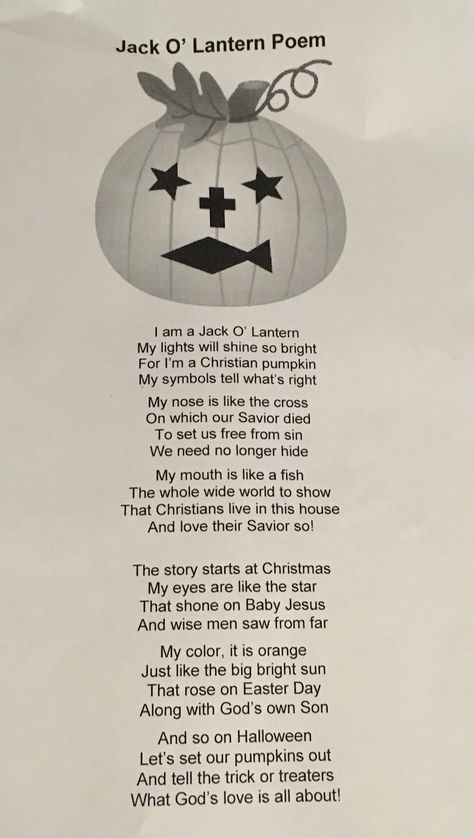 Christian Jack O Lantern Poem, Christian Pumpkin Poem, Christian Jack O Lantern, Christian Halloween Quotes, Christian Pumpkin Carving, Halloween Bible Lesson, Halloween Sunday School, Fall Sunday School Crafts, Christian Halloween Crafts