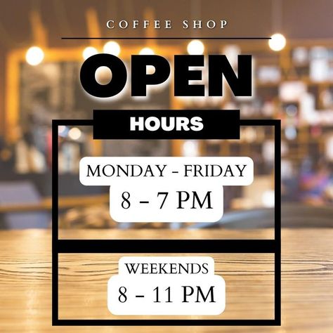 instagram posts, instagram, posts, social media, ig Operating Hours Design, Simple Coffee Shop, Elegant Illustration, Coming Soon Page, Store Hours, Shop Ideas, Coffee Coffee, Instagram Post Template, Simple Elegant