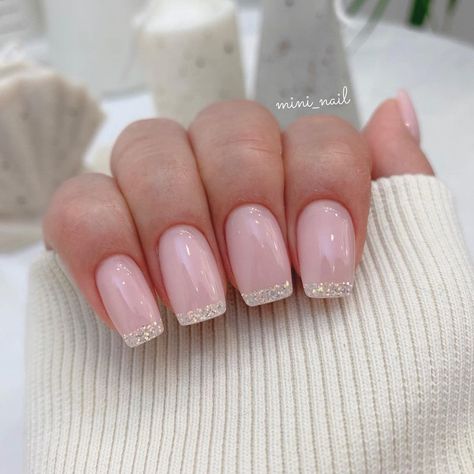 Surgery Nails, Asian Nails, Ombre Nails Glitter, Cute Toe Nails, Short Square Nails, Pretty Nail Art Designs, Short Square Acrylic Nails, Shellac Nails, Dipped Nails