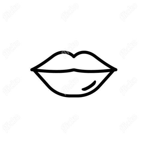 Lip Outline, Black Lips, Vector Icons, White Background, Lips, Web Design