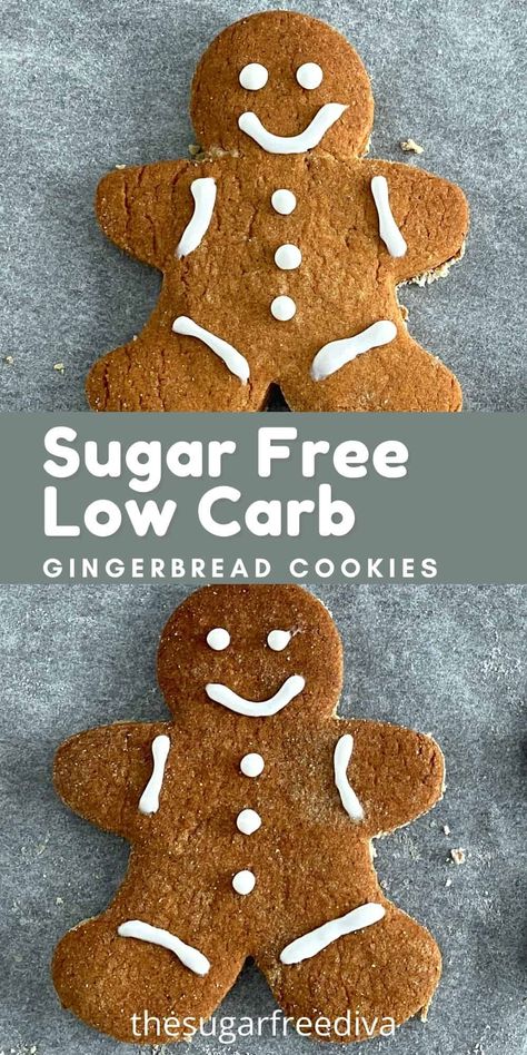 How to Make Low Carb Gingerbread Cookies, keto, low carb, sugar free, easy, gluten free, holiday cookie recipe. Sugar Free Christmas Cookies, Santa Desserts, Low Carb Gingerbread Cookies, Gluten Free Gingerbread Cookies, Low Carb Gingerbread, Low Carb Christmas, Keto Christmas Cookies, Sugar Free Baking, Cookies Gingerbread