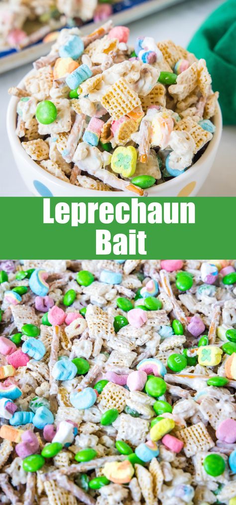 Leprechaun Snack Mix Recipe, Leprechaun Bait Recipe, Leprechaun Treats, Leprechaun Bait, St Patricks Day Dessert Easy, St Patricks Day Treats, Fresh Snacks, St Patrick Day Treats, Food Shapes