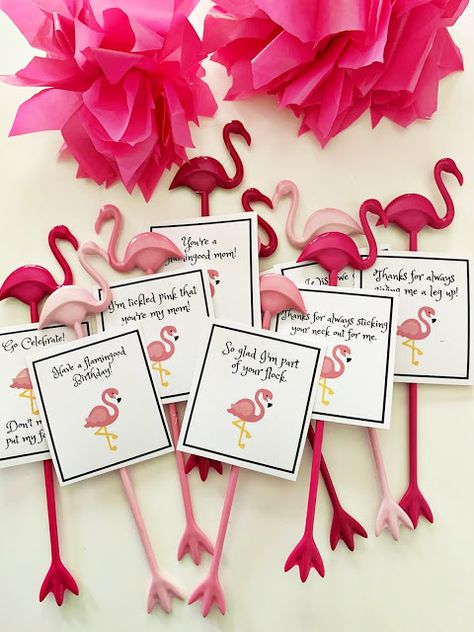 Flamingo party ideas and puns @michellepaigeblogs.com Flamingo Birthday Party Favors, Let’s Flamingle Party, Let’s Flamingle Birthday Party, Flamingo Retirement Party Ideas, Flamingo Retirement Party, Flamingo Graduation Party, Flamingo Food Ideas, Flamingo Party Games, Flamingo Themed Party Decoration