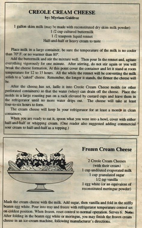 Creole Desserts, Creole Cream Cheese Recipe, Creole Cream Cheese, Soulfood Recipes, South African Recipe, Cream Cheese Homemade, Domestic Science, African Recipe, Lost Recipes