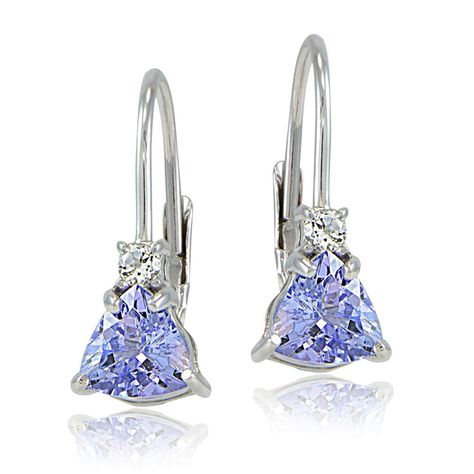 Sterling Silver Tanzanite #ILoveJewelry Trillion Earrings, Tanzanite Jewelry, Leverback Earrings, White Gold Earrings, Topaz Stone, Fine Earrings, Online Earrings, White Topaz, Online Jewelry