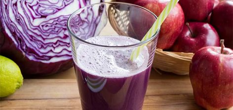 Red Cabbage Juice #dherbs Purple Juice Recipe, Cabbage Juice For Ulcers, Cabbage Juice Benefits, Raw Cabbage, Cabbage Juice, Natural Probiotics, Purple Cabbage, Health Trends, Vegetable Juice