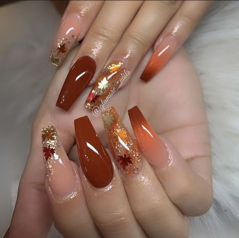 Check out @simonelovee❤️ Gel Pedicure, French Pedicure, Fall Gel Nails, Fall Acrylic Nails, Thanksgiving Nails, Orange Nails, Autumn Nails, Coffin Nails Designs, Fancy Nails