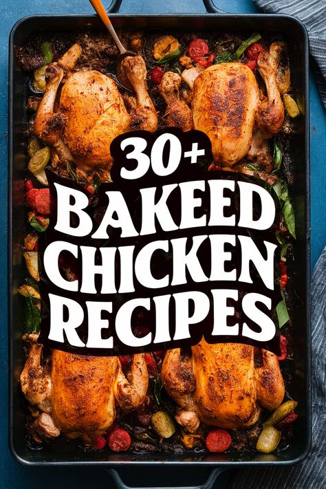 30+ Delicious Baked Chicken Recipes That Will Make Your Dinner unforgettable!... Make dinner special with these tasty baked chicken recipes that everyone will love!... From crispy skin to juicy flavors each dish is easy to prepare. Perfect for family gatherings or cozy nights in. Enjoy mouthwatering options like garlic herb chicken lemon pepper and honey mustard. Your taste buds will thank you!... https://ostrali.com/foodr/baked-chicken-recipes Baked Chicken Parts Recipes, Baked Hen Recipe, Baked Chicken Dinner Recipes, Dinner Party Recipes Main, Healthy Baked Chicken Recipes, Baked Chicken With Vegetables, Baked Buffalo Chicken Tenders, Baked Chicken Pieces, Baked Chicken Casserole