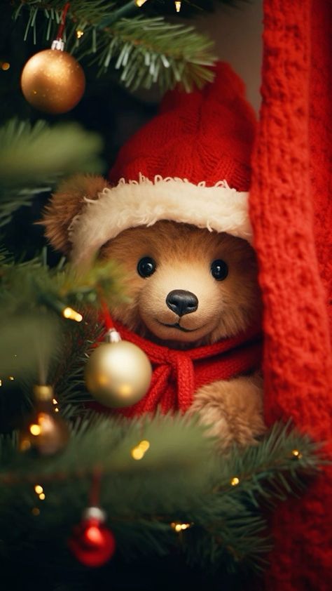 Christmas Wallpaper Hd, Merry Christmas Wallpaper, Merry Christmas Pictures, Christmas World, Christmas Scenery, Christmas Artwork, Christmas Phone Wallpaper, A Teddy Bear, Christmas Bear