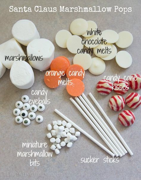 Santa Claus Marshmallow Pop Xmas Bakes, Build A Santa, Edible Gifts Homemade, Snowman Marshmallows, Marshmallows Pops, Outdoor Cat Tunnel, Marshmallow Snowman, White Chocolate Candy, Candy Eyeballs