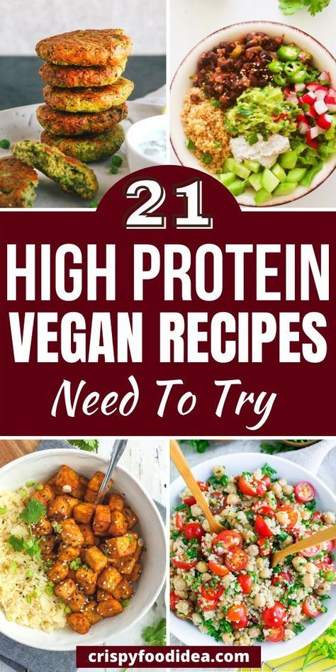 21 Healthy High Protein Vegan Recipes You Need To Try! in 2021 | Vegetarian recipes dinner healthy, Easy Delicious Vegan Recipes, Vegan Calorie Deficit, High Protine Food Recipes Veg, Easy Vegan Meal Ideas, Meatless Protein Sources, Tb12 Recipes, Low Calorie Vegan Recipes, High Protein Low Carb Vegan, Protein For Lunch