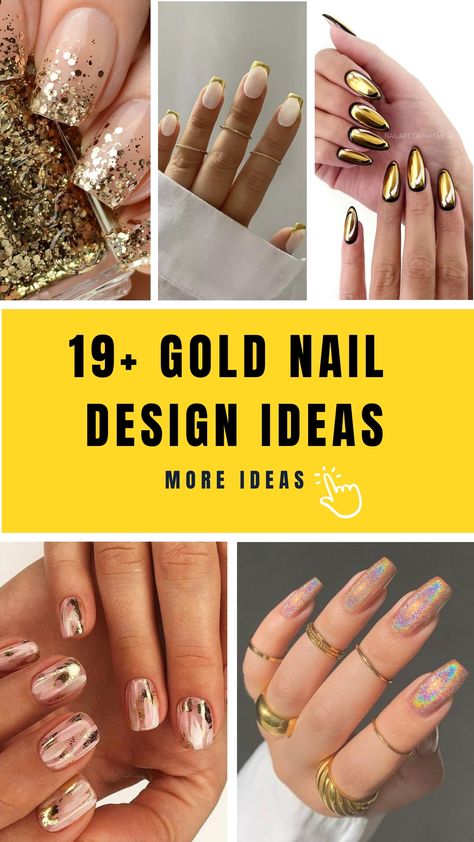 19 Gorgeous Gold Nail Design Ideas for a Luxurious Look - | March 2024 | Willtiptop Gold Holographic Nails, Gold Tip Nails, Gold Stiletto Nails, Gold Accent Nail, Stiletto Shaped Nails, Gold Gel Nails, Luxury Vibes, Gold Manicure, Gold Chrome Nails