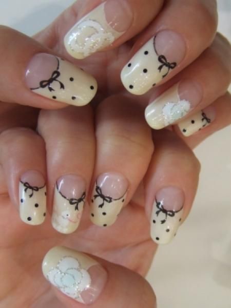 Nail Designs 2014, Bow Nail Art, Wedding Nail Art Design, Dot Nail Art, Really Cute Nails, White Nail Designs, Simple Nail Art Designs, Latest Nail Art, Nail Art Wedding