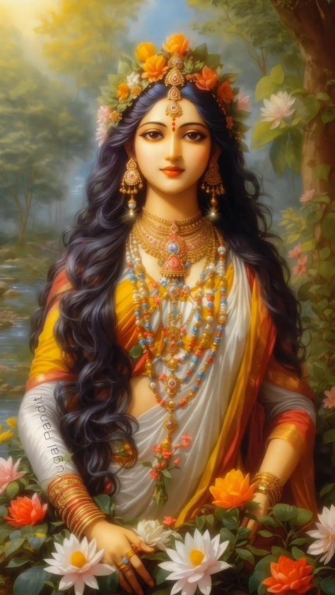 Sita Mata Images, Apsara Painting Beautiful, Radha Beauty, Durga Ji, Shakti Goddess, Durga Images, Indian Goddess, Lord Ganesha Paintings, Divine Grace