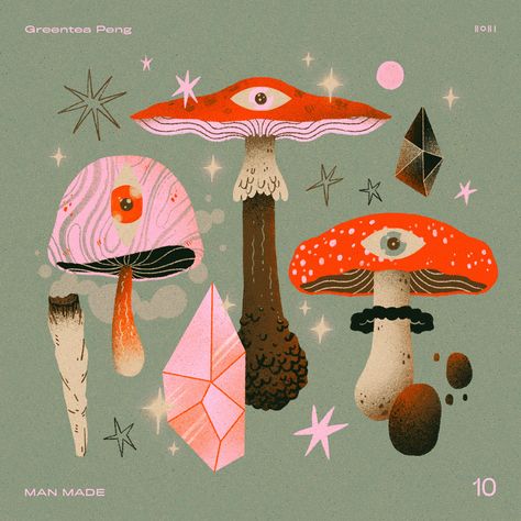 Greentea Peng, Graphic Design Music, The Countdown Begins, Countdown Begins, Mushroom Art, Mystical Art, Book Illustration, Drawing Inspiration, Artist Inspiration