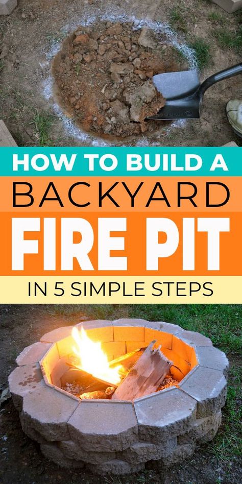 Easy DIY Fire Pit Idea in 5 Simple Steps! • The Garden Glove Dyi Fire Pit, Easy Diy Fire Pit, Block Fire Pit, Outdoor Fire Pit Diy, Homemade Fire Pit, Diy Fire Pit Ideas, Paver Fire Pit, Outdoor Fire Pit Area, Pit Bbq