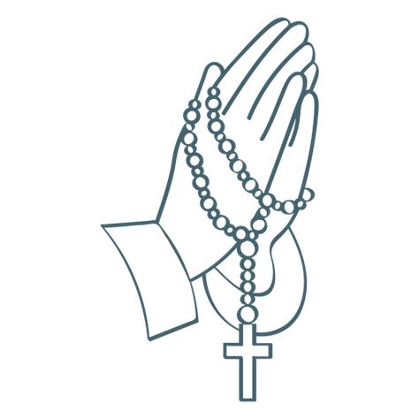 Simple Rosary Tattoo Design, Rosary Embroidery Design, Rosary Drawing Easy, Praying Hands With Rosary Drawing, Rosary Stencil, Rosary Outline, Rosary Poster, Identity Collage, Rosary Drawing