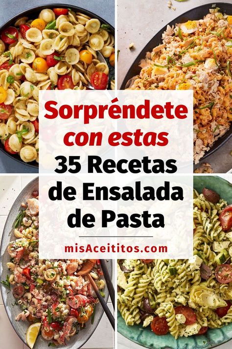 Sumérgete en estas 35 recetas de ensalada de pasta y descubre cuán deliciosas pueden ser las comidas saludables. Fáciles de hacer, llenas de sabor y completamente irresistibles. ¡Nunca te aburrirás de comer sano! Pasta Saludable, Ensalada Pasta, Jambalaya, Kitchen Recipes, Mexican Food Recipes, Food And Drink, Pizza, Cooking Recipes, Chef