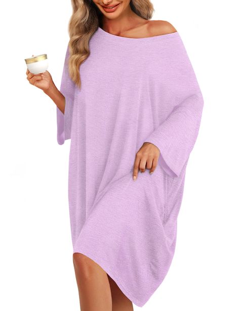 PRICES MAY VARY. One size fits most(Fit S-5XL): Plus size nightgowns measure in at a generous and roomy 95cm long and 170cm wide (total circumference). Knee length makes this gown more inclusive, without worrying about not being able to wrap your torso. The loose-fitting elastic design also suitable for any period of pregancy. Get the ultimate night's snooze in your new women's nightgown. it’s so comfortable that once you put it on you’ll want to live in it. Women's nightshirt is made from a dre Plus Size Lounge Wear, Oversized Pajamas, Plus Size Nightgowns, Black Sleepwear, Curvy Fashionista, Pajama Dress, Nightgowns For Women, House Dress, Dress Shirts For Women