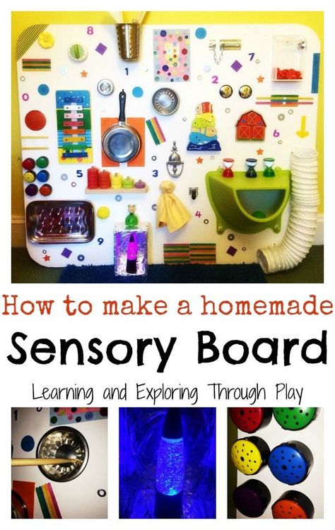 DIY Sensory Board. Homemade Sensory Board Ideas. Activities for Children. Learning and Exploring Through Play. Homemade Sensory, Diy Busy Board, Diy Sensory Board, Diy Sensory, Sensory Wall, Sensory Board, Sensory Rooms, Toddler Sensory, Sensory Boards