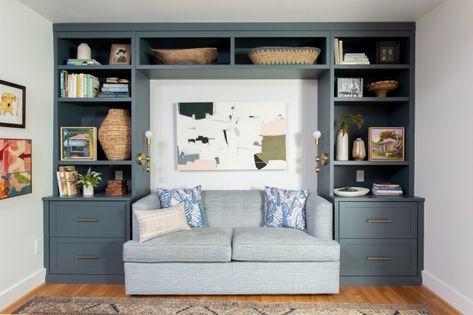 4 Must-Have Features for a Small Living Room Built In Bookshelves Around Sofa, Sofa Built In Bookshelf, Couch Between Bookshelves, Couch With Built In Bookshelf, Built In Around Couch, Built In Bookshelves Around Couch, Bookshelf With Couch, Bookshelf Around Couch, Built In Shelves Around Couch