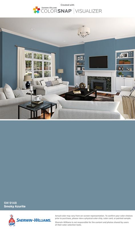 Smoky Azurite  ￼ Gray Walls, Room Paint Colors, Hus Inspiration, Matching Paint Colors, Interior Paint Colors, Bedroom Paint, Room Remodeling, Paint Colors For Home, Living Room Paint