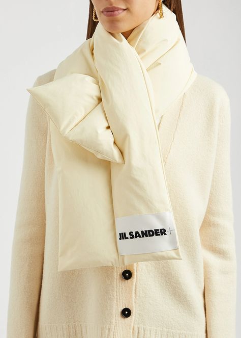 Price:$256.50(List Price:$285.00)! Cream padded shell scarf 15% off $550 Jill Sanders, Harvey Nichols, Jil Sander, Sanders, Shells, Cream, Fashion Design