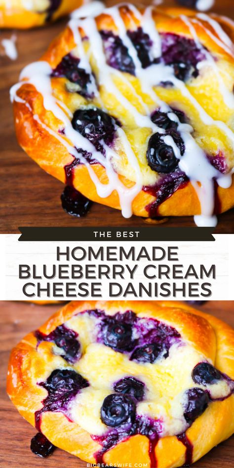 Cream Cheese Danishes, Cheese Danishes, Cream Cheese Danish, Baking Homemade, Cheese Danish, Danish Pastry, Blueberry Cream Cheese, Danish Food, Blueberry Recipes