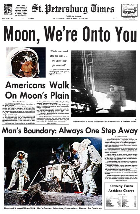 . Bar Posters, Newspaper Letters, Apollo 11 Moon Landing, Newspaper Front Pages, Newspaper Headlines, Headline News, Vintage Lifestyle, One Small Step, Neil Armstrong