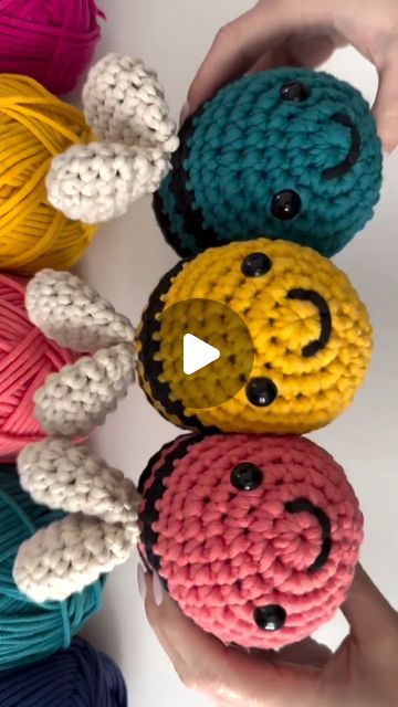 Yarnspirations on Instagram: "We're a-buzz with cuteness this week! Do you like bee-themed designs like these cute, easy ones by @RepeatCrafterMe? 

Pattern: Bernat Maker Bees by #RepeatCrafterMe
Yarn: @BernatYarn Maker 

#Crochet #Crafters  #Bumblebees #SpringMakes #Crochetspo #CrochetAllDay #YarnLove #Yarnspo" Repeat Crafter Me, Bee Theme, Bumble Bee, Bee, Yarn, Crochet, Pattern, On Instagram, Instagram