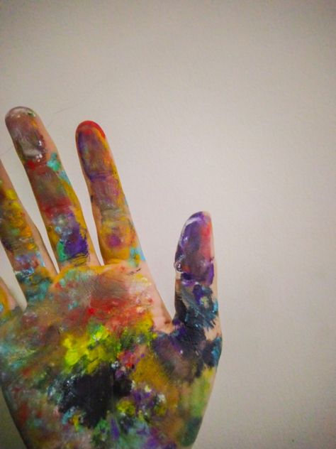 Paint Covered Hands, Splatter Paint Aesthetic, Messy Paint Aesthetic, Paint On Hands Aesthetic, Paint Splatter Aesthetic, Esther Aesthetic, Paint On Hands, Painting Hands, Paint Splatter Shirt